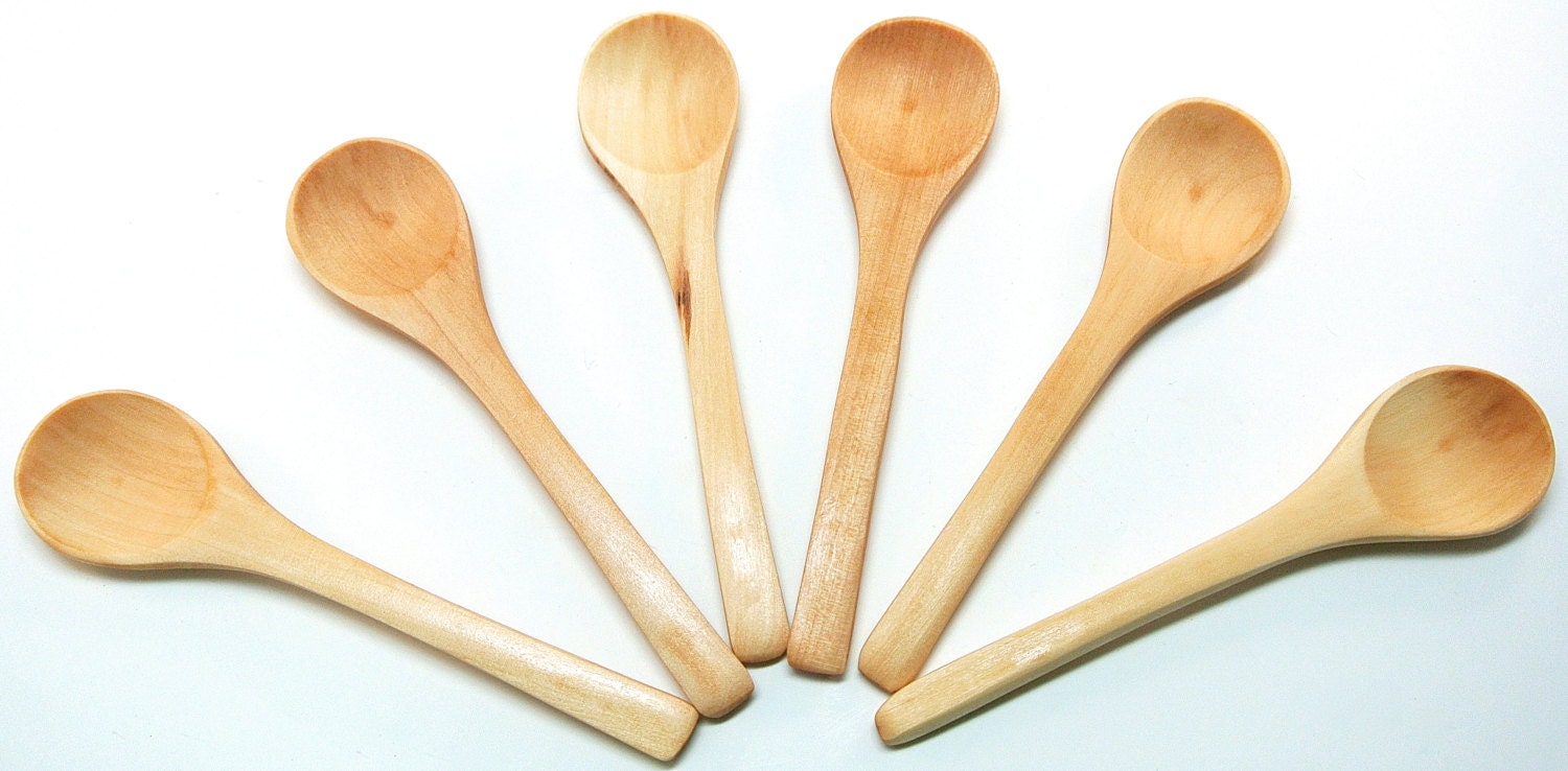 6 Small Wood Spoons Mini Wooden Spoons for Honey and Bath Etsy