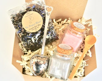 Lavender Earl Grey Tea & Sugar Gift Set, Lavender and Rose Petal Sugar, Tea Gift Basket