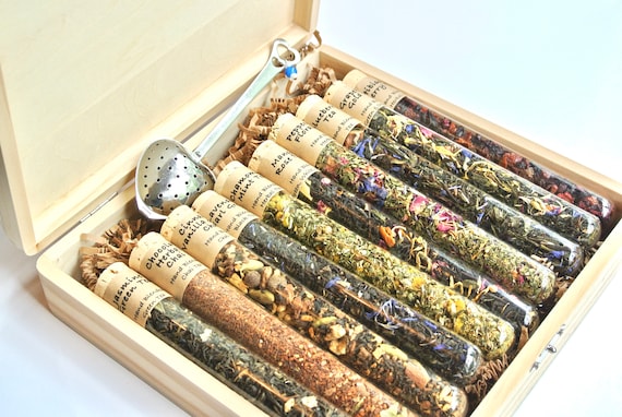 Tea Sampler Gift Set, 10 Test Tubes Loose Leaf Tea