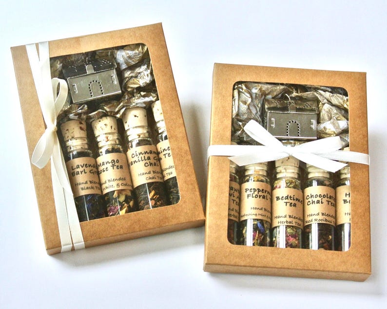 Herbal Tea Sampler Gift Set 5 Mini Bottles Loose Leaf Tea