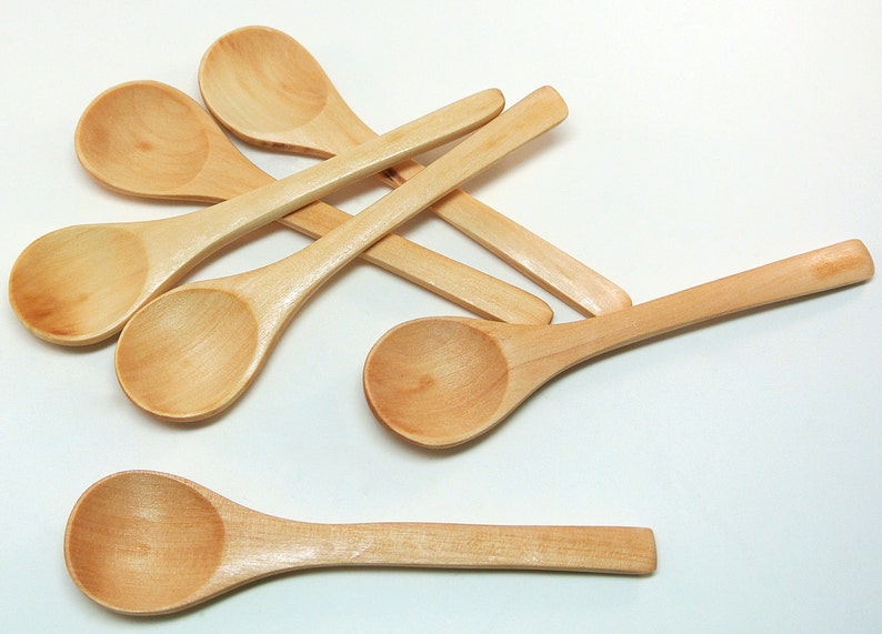 6 Small Wood Spoons Mini Wooden Spoons for Honey and Bath Etsy