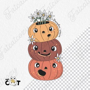 Kürbis Stapel Clipart PNG | Niedliches Herbst Halloween Sublimations Design | Gemütlicher Herbstkürbis Digital Download