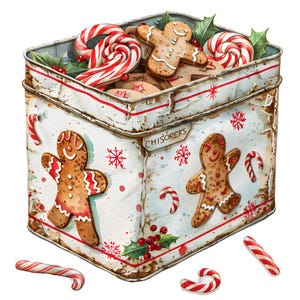 Christmas Cookie Clipart Set, 10 Watercolor PNG Images, Candy Cane, Gingerbread, Holly Clip Art, Holiday Baking Graphics