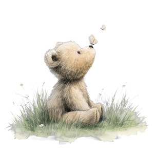 Watercolor Bear Clipart Set, 10 Baby Bear PNG Images, Woodland Nursery Animals, Cute Forest Animal Clip Art, Digital Bear Download