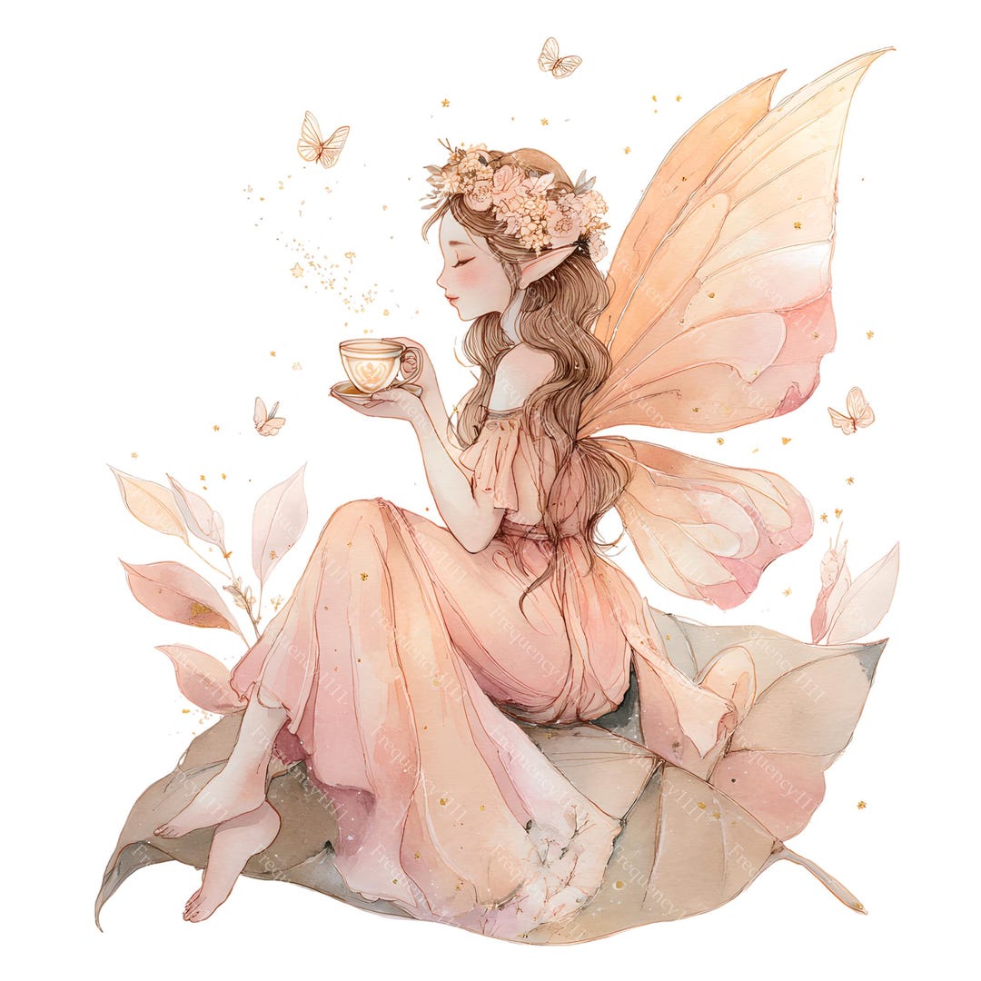 10 Watercolor Fairy Clipart Bundle Pastel Fantasy Botanical PNG Digital ...