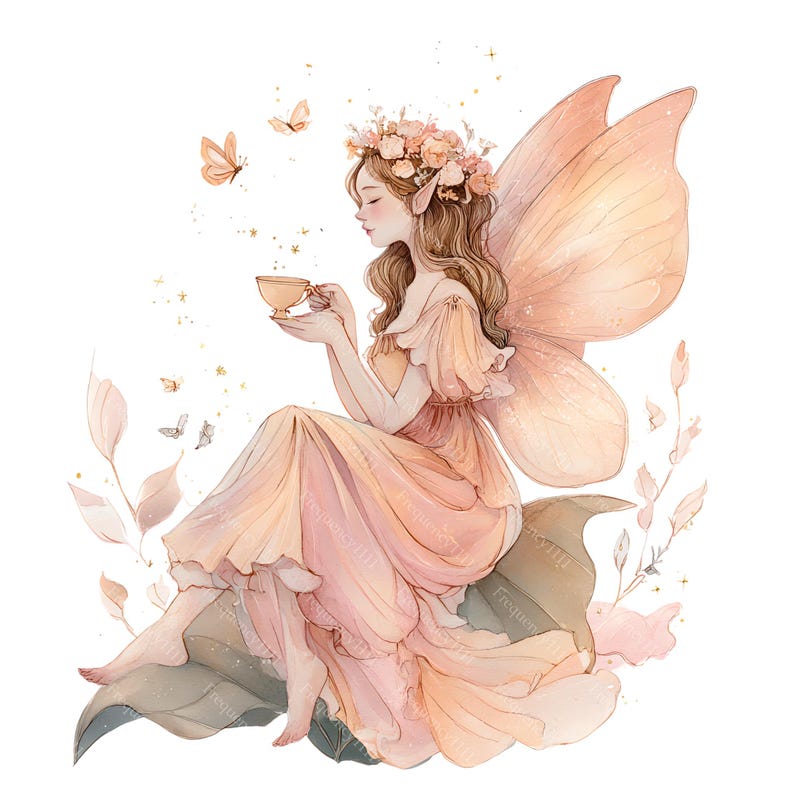 10 Watercolor Fairy Clipart Bundle Pastel Fantasy Botanical PNG Digital ...