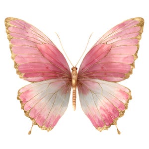 Elegantes Aquarell Schmetterling Clipart Bundle, 10 Pastell Rosa und Gold PNGs für Hochzeitseinladungen, Scrapbooking, Kartenherstellung