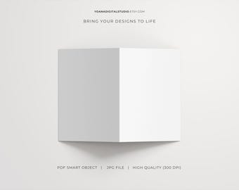 Folded Greeting Card Mockup | Vertical  Folded Card PSD Mockup | Minimalist Greeting Card Template  | Bifold Mockup, Invitation, Brochure