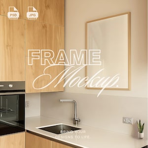 Vertical Frame Mockup kitchen | PSD  Photoshop Photopea Mockup | Interior Frame Mockup | Template for prints