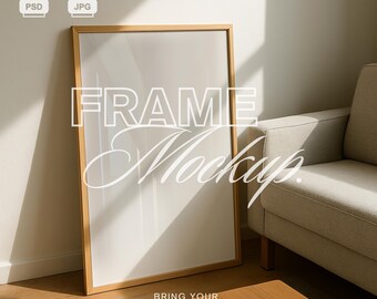 Vertical Frame Mockup | PSD  Photoshop Photopea Mockup | Interior Frame Mockup | Template for prints