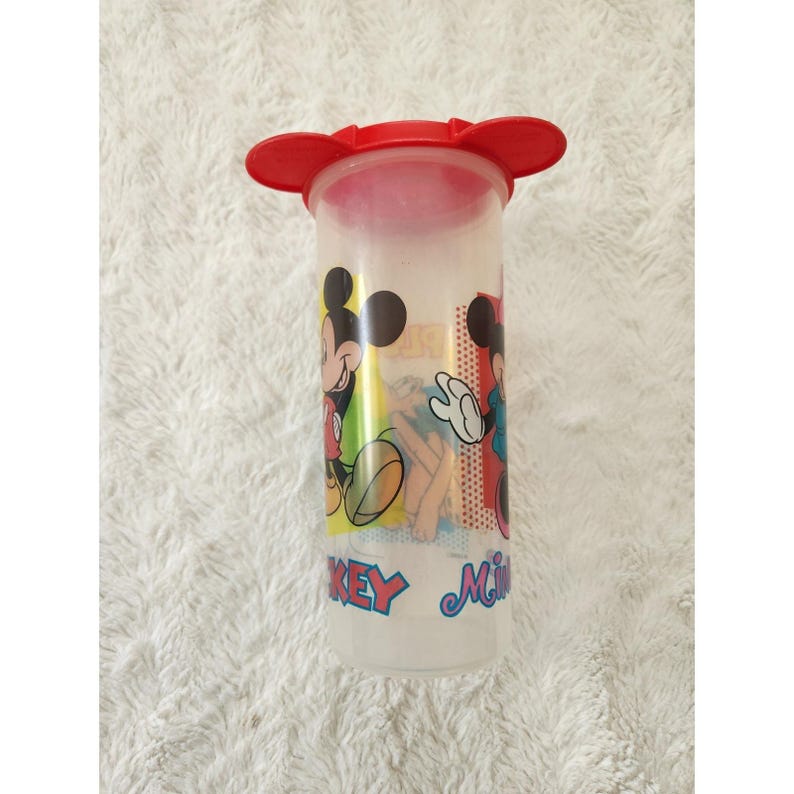 Vintage Tupperware Disney Mickey Mouse Tumbler Cup with Mickey Ears Lid image 1