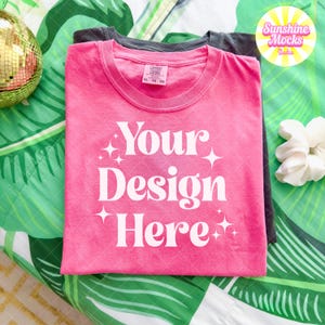 Maqueta de Crunchberry Comfort Colors 1717 / Maqueta de Crunchberry plegada en plano / Maqueta de Comfort Colors / Maqueta de verano preppy y bonita