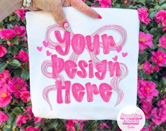 White Comfort Colors 1717 Mockup | Valentines Day Mockup | Hand Holding Folded Shirt | Preppy Girly Mockup | White Tshirt Mockup