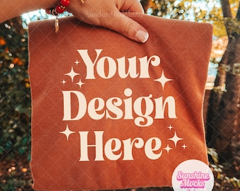 Yam Comfort Colors 1717 Mockup | Yam Shirt Mockup | Hand Held Shirt Mockup | Fall Comfort Color mockup | Outdoor Fall Mockup