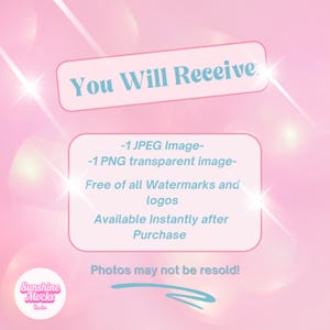 K&ouml;nnte beinhalten: Eine rosa Grafik mit dem Text "You Will Receive" und Details zu den enthaltenen Bildern. Das Bild enth&auml;lt den Text "-1 JPEG Image- -1 PNG transparent image- Free of all Watermarks and logos Available Instantly after Purchase".