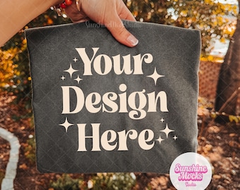 Pepper Comfort Colors 1717 Mockup | Pepper Shirt Mockup | Hand Held Shirt Mockup | Fall Comfort Color mockup | Outdoor Fall Mockup
