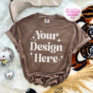 Espresso Comfort Colors 1717 Mockup | Cute Espresso Flat Lay Mockup | Comfort Colors Mockup | Preppy Boho Western Mockup | Aesthetic Mockup