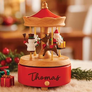 10 stijlen houten kerstmuziekdoos – gepersonaliseerde kerstcarrousel, boom, kerstman en rendieren, vakantiecadeau voor kinderen, uniek kerstcadeau