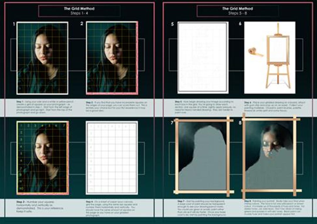 Guide Shape Portrait Grid Method Portrait Guide: Step-by-step Drawing and Painting (digital ...