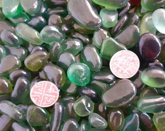1x Kilo of Seaham Seaglass Pebls in Shades of Green - E3026 - from Seaham beach,  UK