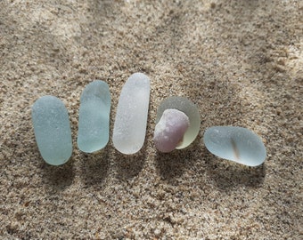 Collection of Seaham Seaglass Rods and Canes plus an opaque Pink and Clear - E3254 - from Seaham beach,  UK
