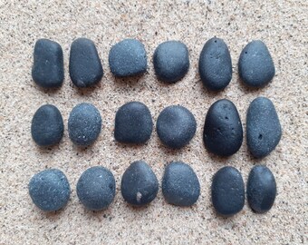18 Pebls of Seaham sea glass, Opaque "Black"  - B2308 - from Seaham, UK