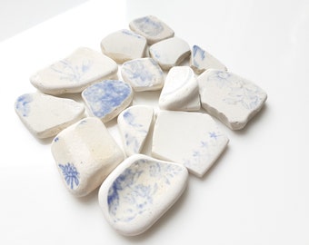 Selection of Pastel Shades of Blue Beach Pottery - E3210 - from Seaham, and Scotland UK