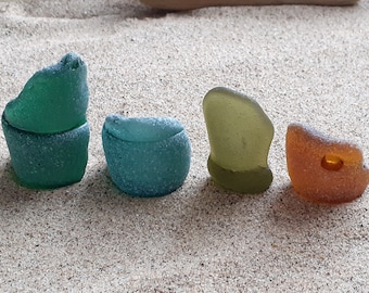 Collection of Bottle Lips - Teal Green, Teal Blue, Olive Green & Golden Amber - B2314 - from Seaham, UK