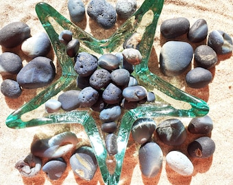 500g of Seaham Seaglass Pebls in Shades of Opaque Blue - M3270 - from Seaham beach,  UK