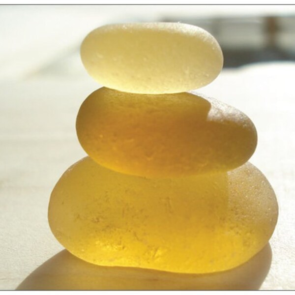 Back By Popular Demand - Yellow Stack of Sea Glass postcard - From Seaham England