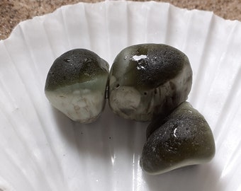 Trio of Dragon Sea Glass Eggs, for display or craft use - B3262 -  from Seaham beach,  UK