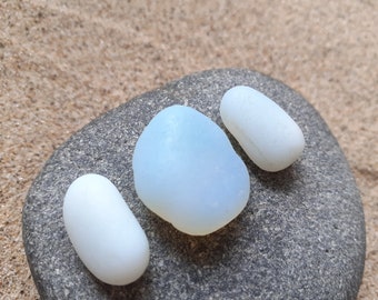 Trio of Seaham Seaglass Opalescent Pebls - Jewellery Quality - B3258 - from Seaham beach,  UK