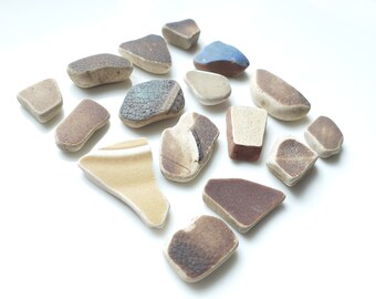 Selection of mostly Brown & Cream Beach Pottery - E3231 - from Seaham, and Scotland UK