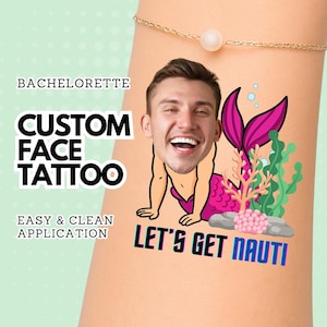 Benutzerdefinierte Bachelorette Tattoos, Bräutigam Gesicht Tattoo, Hen Party Tattoo, temporäres Tattoo, Partygeschenk, personalisiertes Tattoo, Junggesellenparty Tattoos