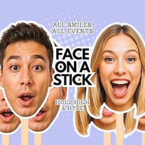 Face on a Stick Big Head Cutouts – Personalised Big Head Cutout Photo‑Booth Prop for Bachelorette, Wedding, Graduation & Birthday Parties