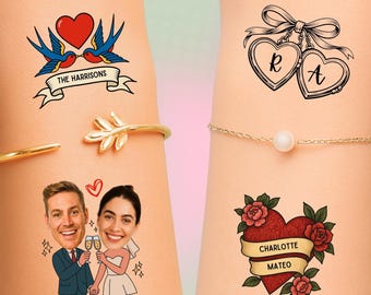 Tatuaggi personalizzati per matrimoni, cerimonie, ricevimenti e feste: regali di nozze, bomboniere per gli ospiti