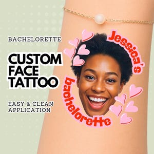 Benutzerdefinierte Bachelorette Tattoos, Bräutigam Gesicht Tattoo, Hen Party Tattoo, temporäres Tattoo, Partygeschenk, personalisiertes Tattoo, Junggesellenparty Tattoos