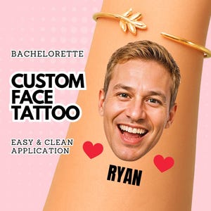 Benutzerdefinierte Bachelorette Gesicht Tattoos - Junggesellinnenparty Gastgeschenke - Lustiges Bräutigam Gesicht Tattoo - Personalisiertes Hen Party Gunst - Bride Tribe Tattoo