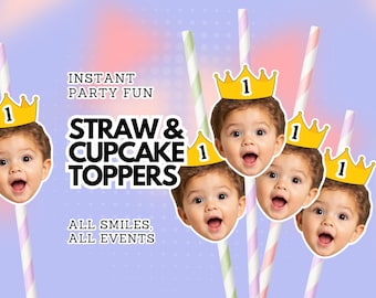 Aangepaste strotoppers met foto: feestmutsen, gepersonaliseerde viering