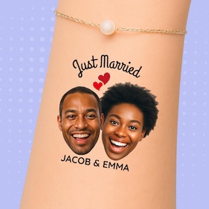 Custom Face Tattoos for Wedding Showers – Personalized Bride Groom Tattoos for Guests as Unique Wedding Favor & Bridal, Hen Party Keepsake