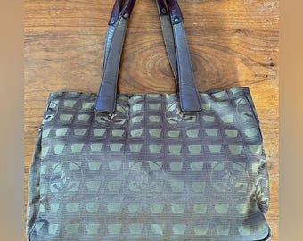 CHANEL Travel Line Olive Green Nylon Tote