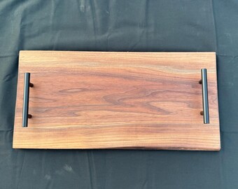 Walnut wood tray with handles
