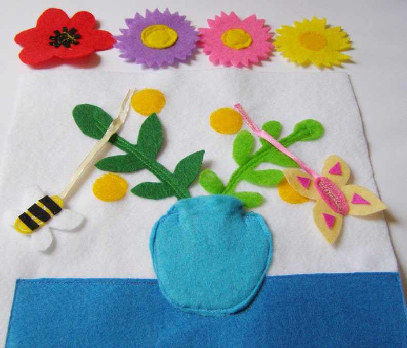 Flowers Quiet Book Page / Felt Activity Page / Fine Motor Etsy