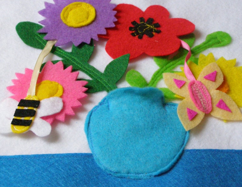 Flowers Quiet Book Page / Felt Activity Page / Fine Motor Etsy