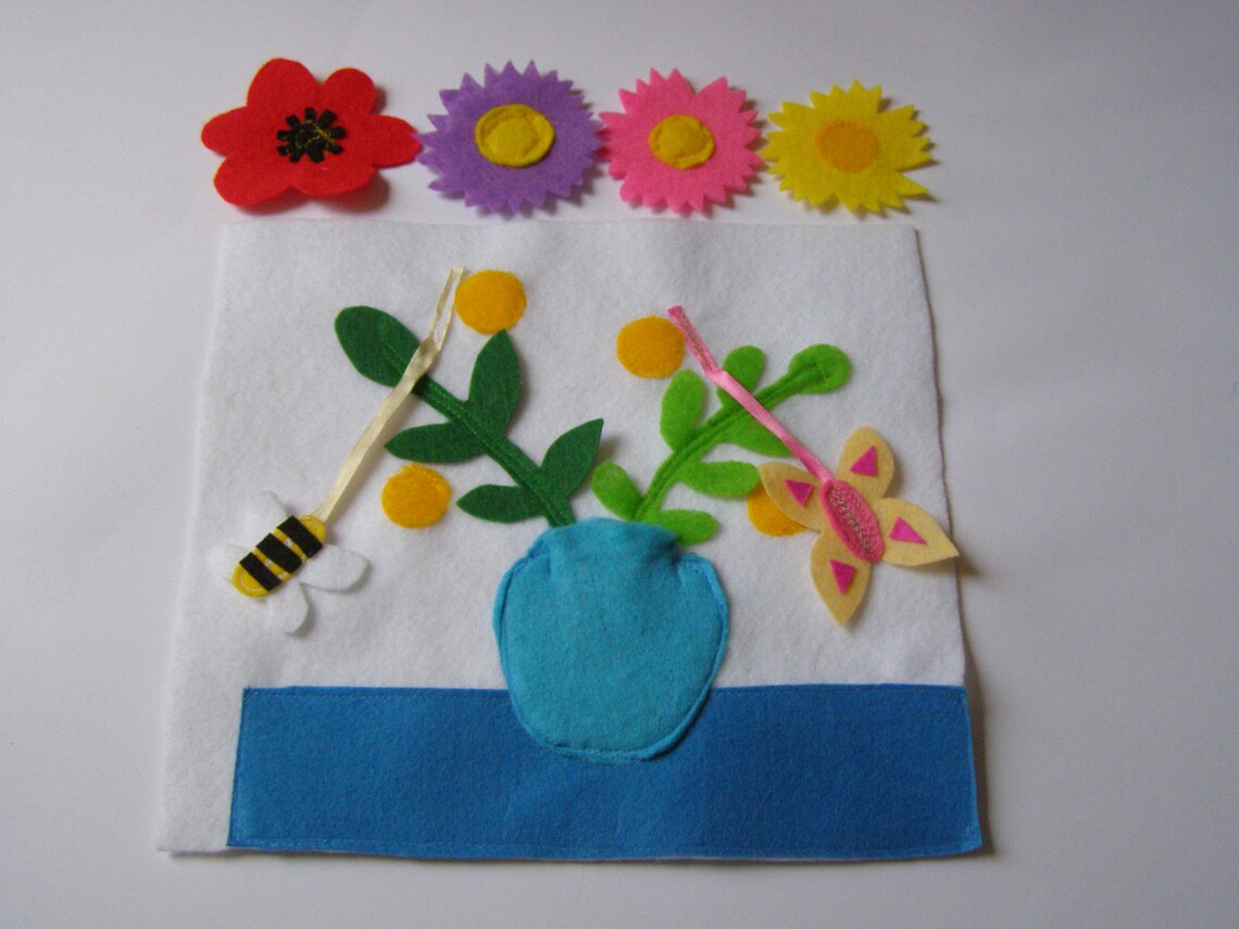 Flowers Quiet Book Page / Felt Activity Page / Fine Motor Etsy