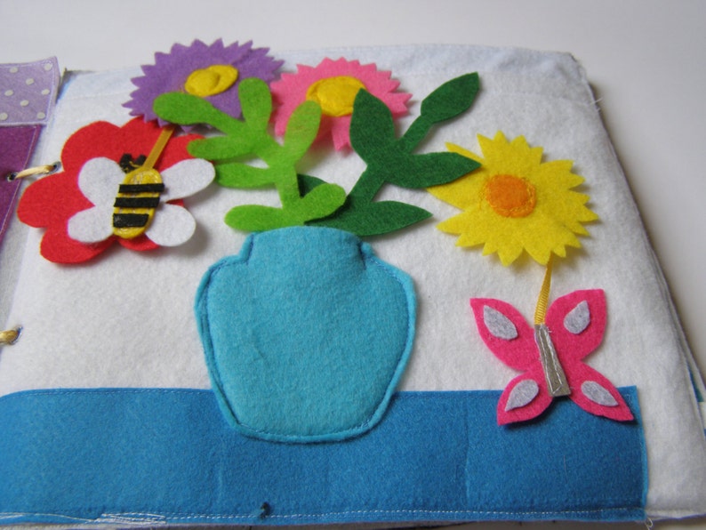 Flowers Quiet Book Page / Felt Activity Page / Fine Motor Etsy