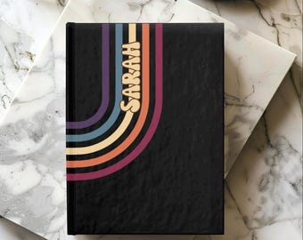 Personalized Retro Rainbow Journal - Rule Lined, Customized Gift, Journaling, Gifts, Stationery, Inspiration, Retro Vibe, Good Vibes Journal