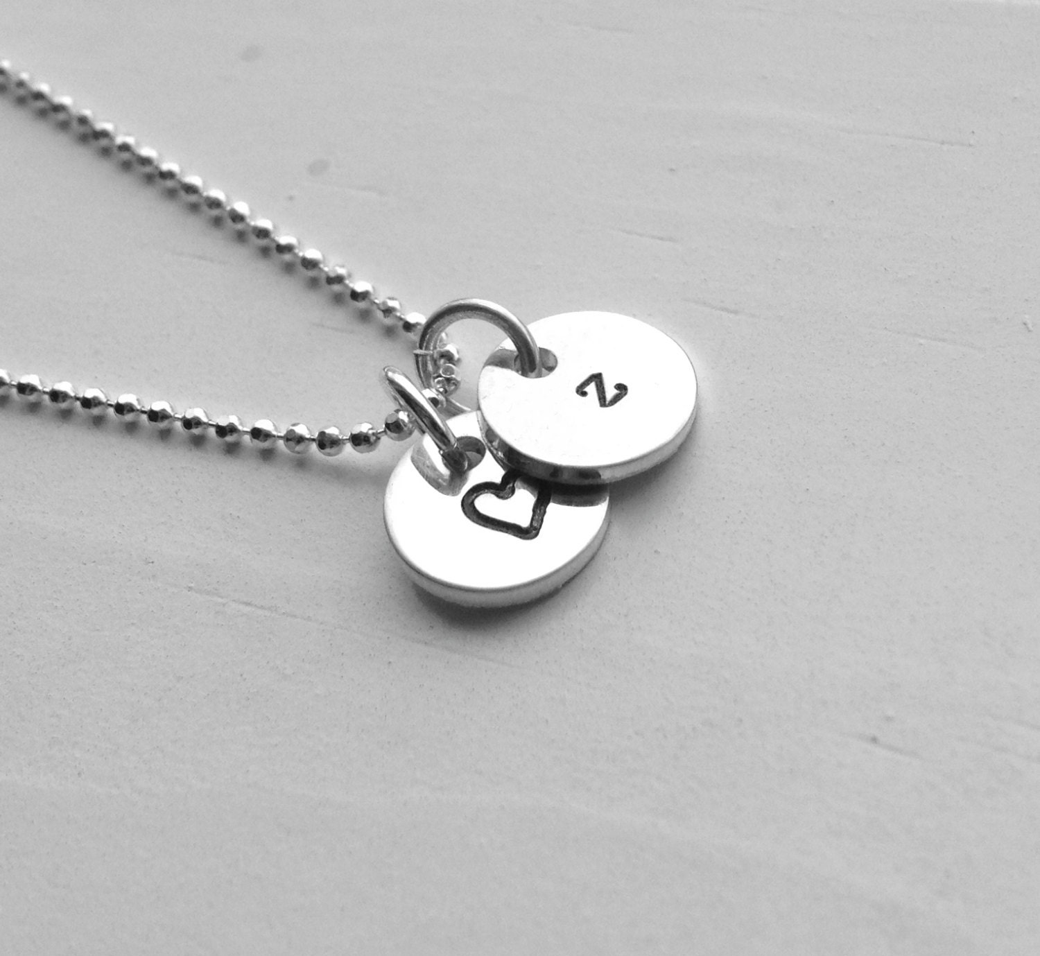 Sterling Silver Diamond Initial Charm Letter p Lower Case Hand Stamped Pendant with 20 Sterling Silver Bead Chain