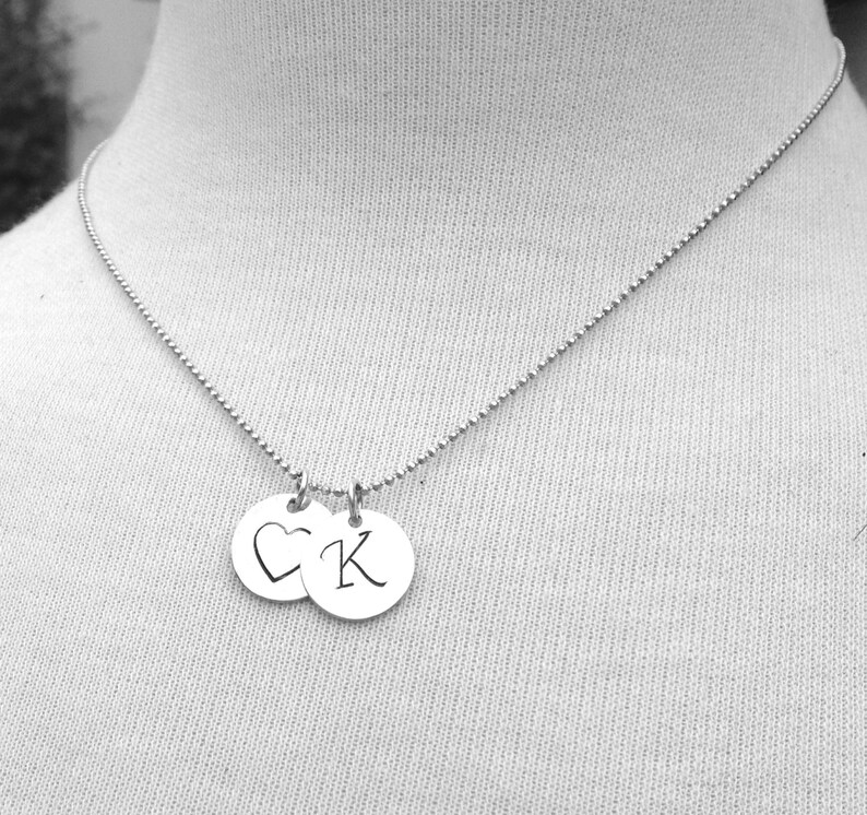 K Heart Necklace Letter K Necklace Initial Necklace Heart Etsy