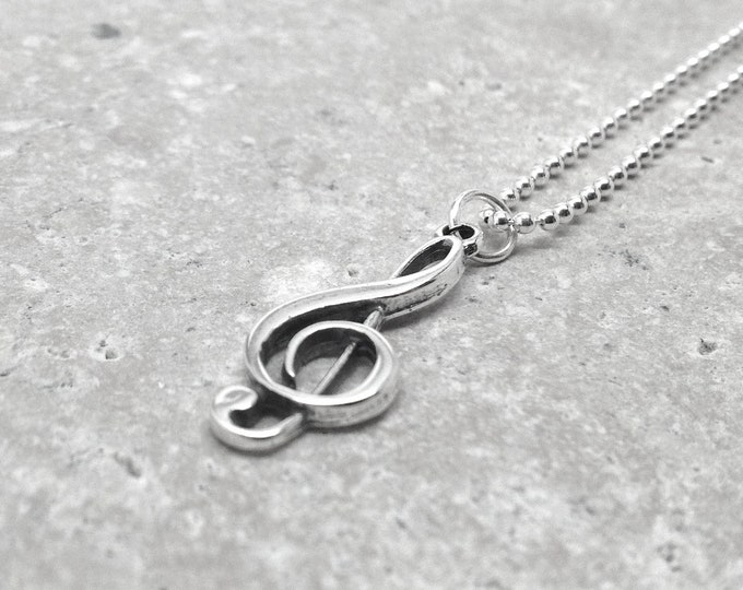 Music Note Necklace Treble Clef Pendant Music Jewelry Music Etsy